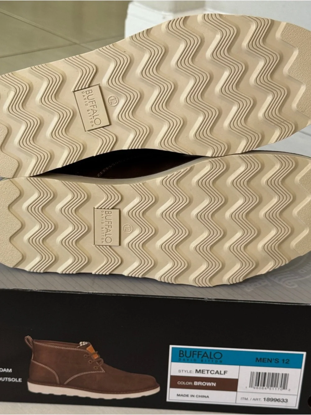 Buffalo David Bitton Brown Metcalf Memory Foam Boots. Size 12. NWT - Picture 10 of 11